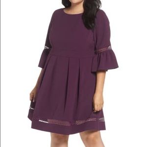 Eliza J Bell Sleeve Fit & Flare Dress in Purple